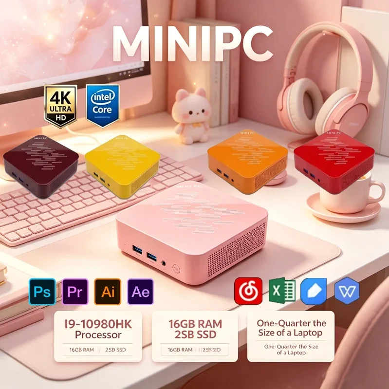 Pc Gaming Pink - Mini PC Rosa Claro Intel I9‑10980HK,