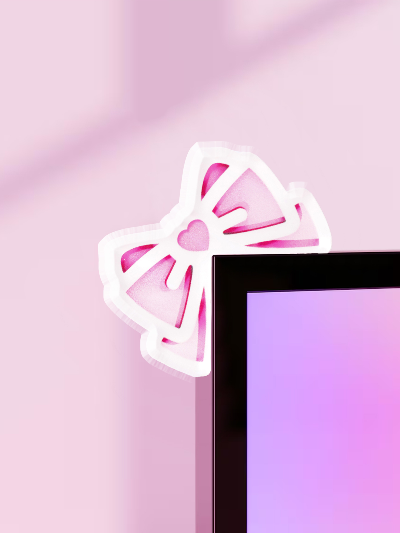 Pc Gaming Pink - Decoração de Monitor com Laço Kawaii,